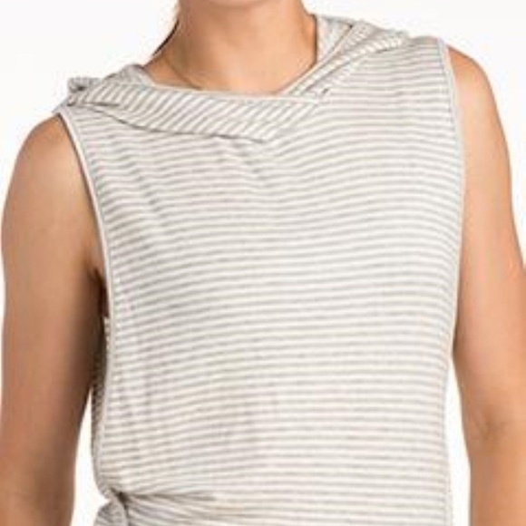 Beyond Yoga Tops - Beyond Yoga Boxer Sleeveless Hoodie M Gray Striped